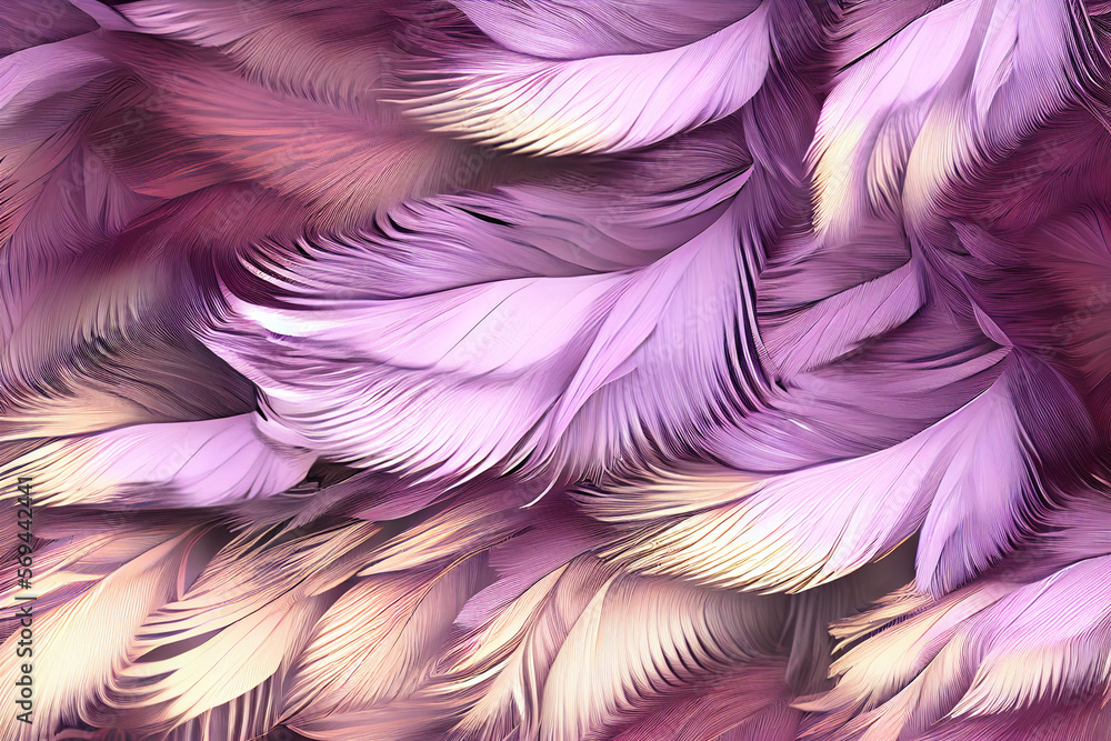 Poster Exotic texture feathers background close up. Soft feathers pattern for your design. 