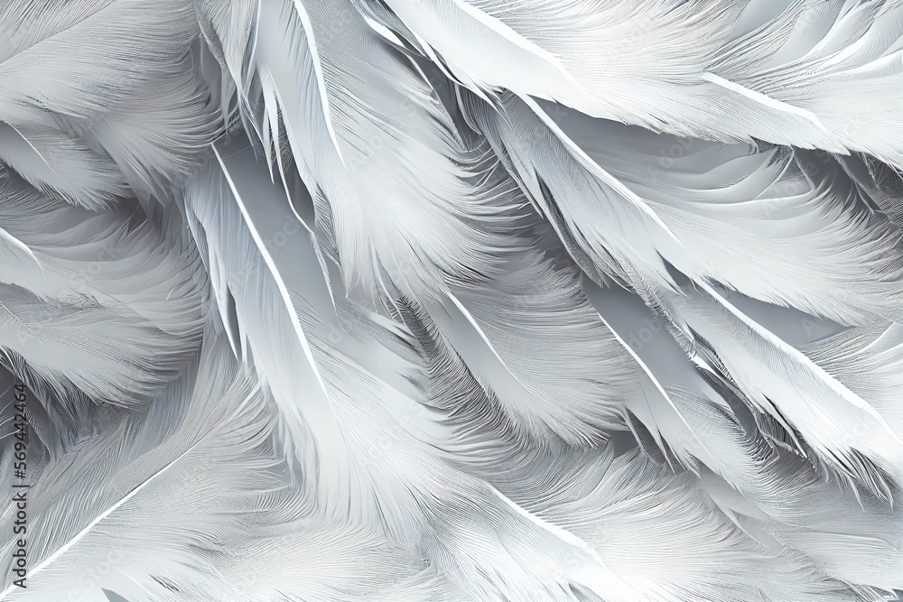 Poster Exotic texture feathers background close up. Soft feathers pattern for your design. 