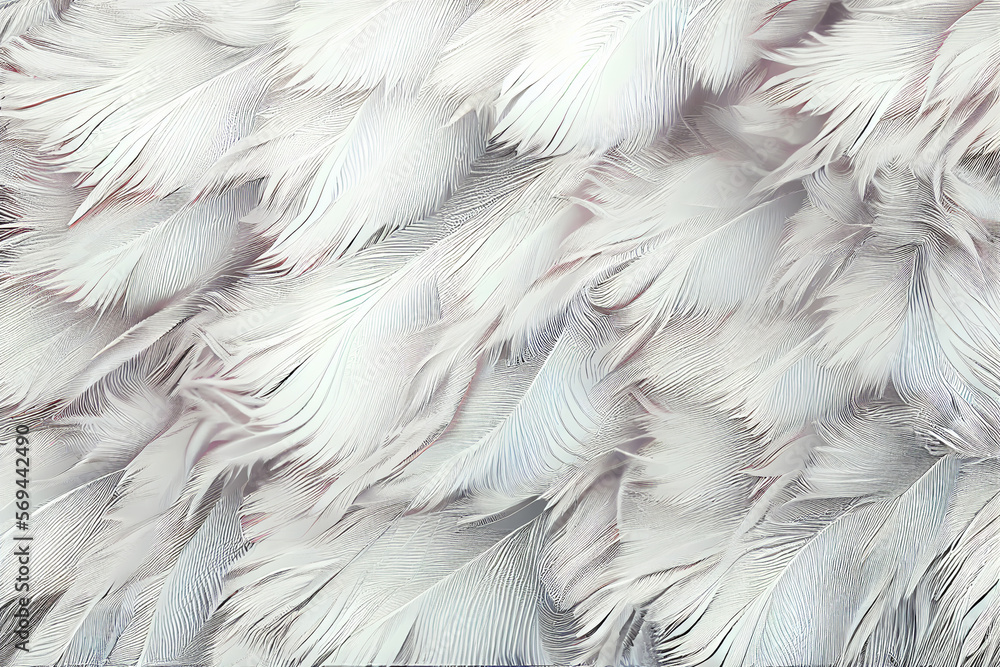 Poster Exotic texture feathers background close up. Soft feathers pattern for your design. 