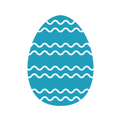 Blue easter egg with wide and narrow waves. Vector illustration