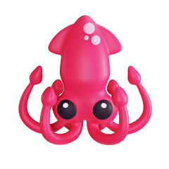 Red Sea Cute Octopus 3D Icon