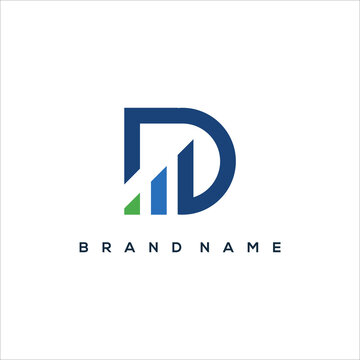 Initial letter D growth bar chart Logo Vector Template