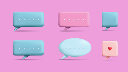 Set of  3d blank bubble speech icon symbol