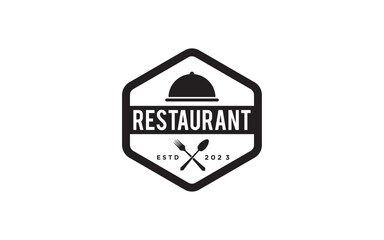 Restaurant badge, poster with fork and knife logo template