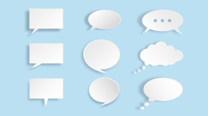 Set of  3d blank bubble speech icon symbol