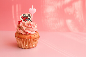 Pink Strawberry Cup Cake for Valentine's day