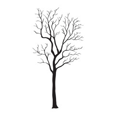 silhouette of a tree isolated. Isolated Dead tree on the white background. Dead tree silhouettes. Vector EPS 10