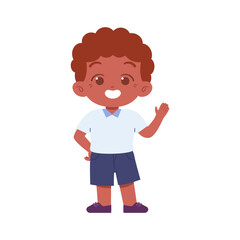 Little Boy character. Elementary School Kids Wearing Uniform Illustration