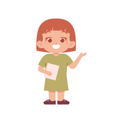 Little girl character. Elementary School Kids Wearing Uniform Illustration