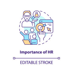 Fototapeta na wymiar Importance of HR concept icon. Influence of human resources. Recruitment trend abstract idea thin line illustration. Isolated outline drawing. Editable stroke. Arial, Myriad Pro-Bold fonts used