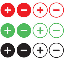 Plus and minus sign. Set of plus and minus.