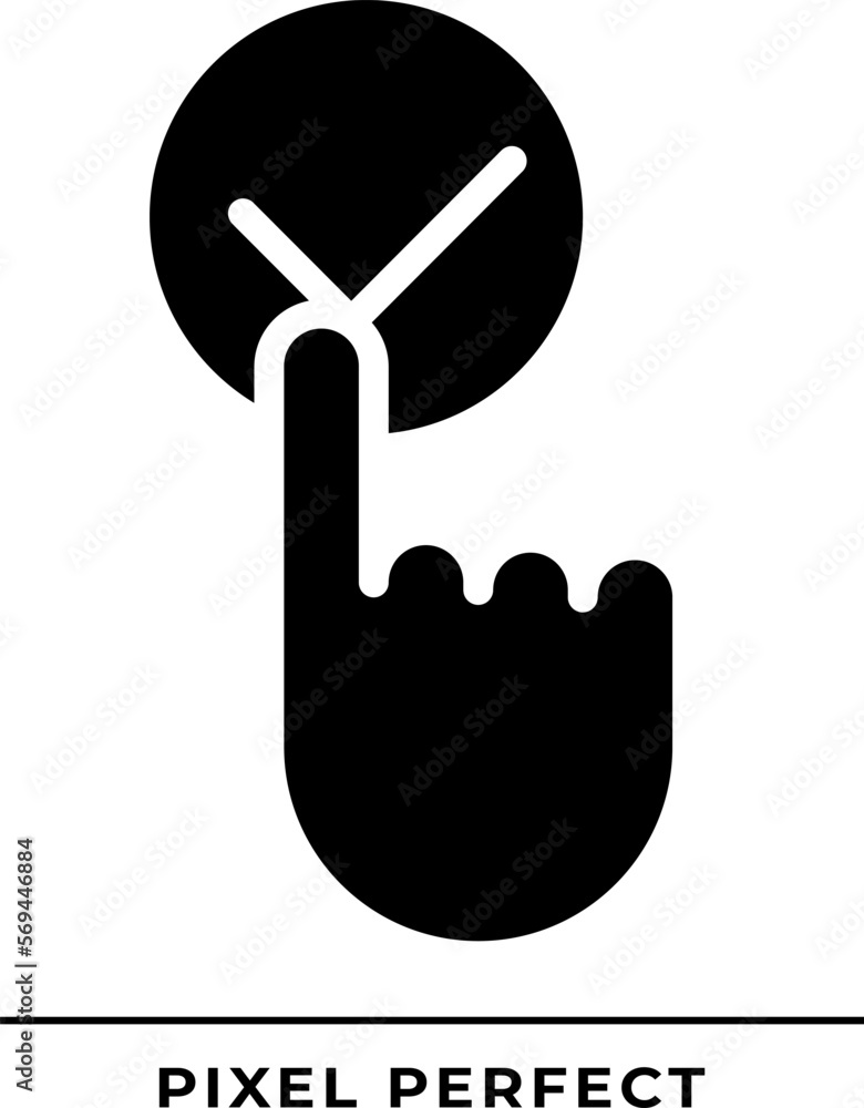 Poster click accept button black glyph icon. press key with checkmark. making choice online. digital techno