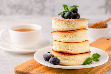 Japanese soft pancakes with berries
