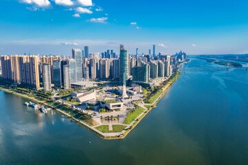 Aerial hunan changsha beichen delta binjiang head square cultural state