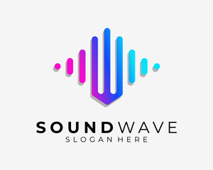 Obraz premium Letter W Initial Soundwave Music Audio Waveform Frequency Colorful Vibrant 3D Vector Logo Design