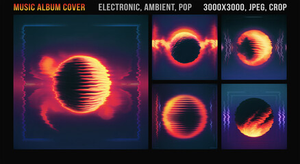 Music Album Cover for the Web Presentation. Vinyl and CD DVD  artwork design. Abstract colorful background and space.  Posters, banners, book. Digital distribution. Electronic Music, Pop, Ambient 