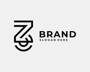 Letter Z and Number 3 Initials Line Art Simple Minimalist Geometric Monogram Vector Logo Design