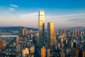 Aerial changsha shimao international financial center world financial center
