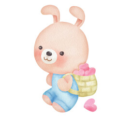 a cute watercolor rabbit boy with plenty of love