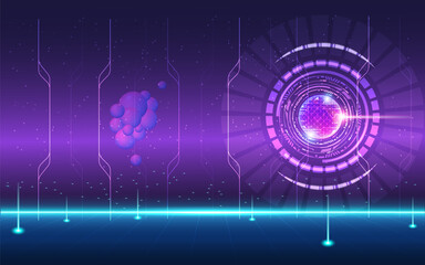 Concept of Future digital technology metaverse, augmented reality and blockchain technology, colorful background. Vector illustration eps10