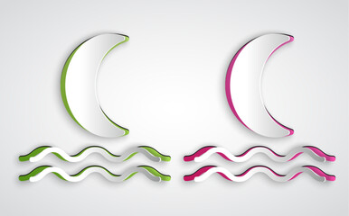 Paper cut Night fog or smoke icon isolated on grey background. Paper art style. Vector