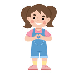 Illustration of girl showing love sign with hand