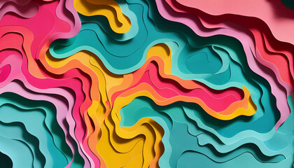 colourful rainbow sea wavy line paper decoration