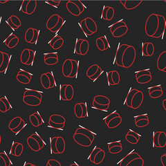 Line Hockey puck icon isolated seamless pattern on black background. Vector
