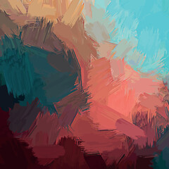 abstract colored nostalgic brush stroke grunge effect blended mustard blue green red orange  gradient background	
