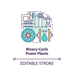 Binary-cycle power plants concept icon. Heat exchanger. Geothermal power station abstract idea thin line illustration. Isolated outline drawing. Editable stroke. Arial, Myriad Pro-Bold fonts used