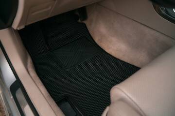 eva floor mats car mats close up macro graphite gray. black floor mat to protect the vehicle...