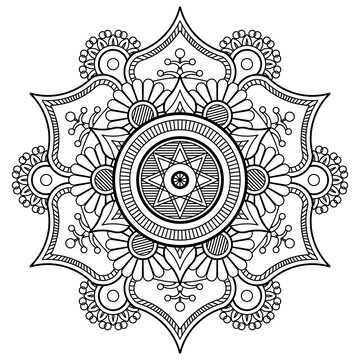 Luxury pattern mandala. Mandala coloring page. Adult Coloring Page. Mandalas art therapy and healing coloring page. Mandala  on white background. Madala art is an intricate and beautiful artform used 