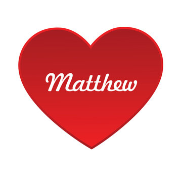 red heart with the name matthew