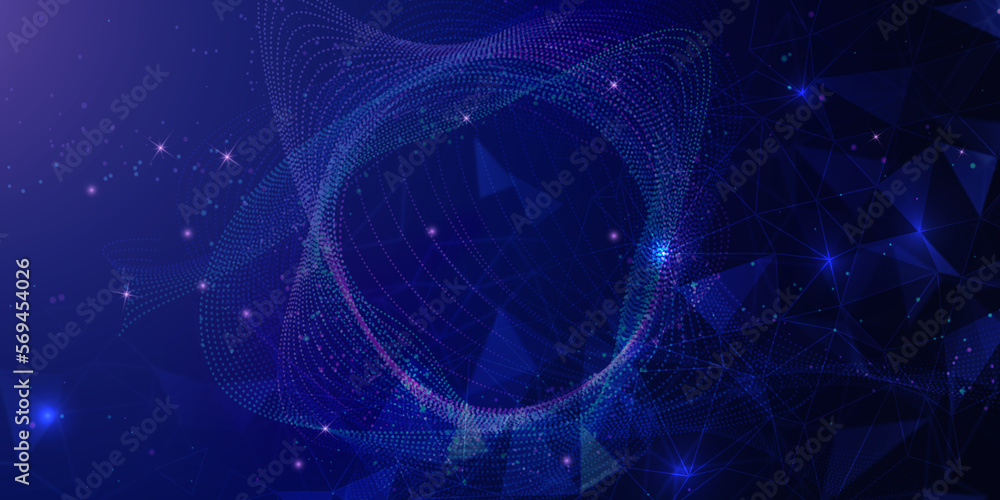 Aufkleber abstract wave shape on a low-polygonal triangular background for design on the topic of cyberspace, 
