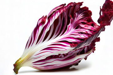 Obraz premium Radicchio leaf, red salad isolated on white. Generative Ai