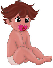 cartoon baby Baby character cute little kid in diaper happy childhood small little one vector babies. Illustration toddler child t shirt design newborn 