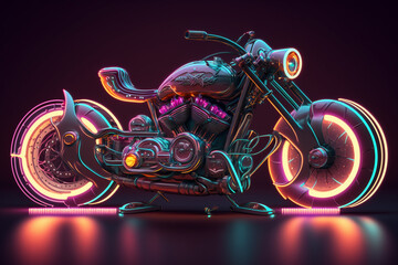abstract chopper neon illumination, generative ai