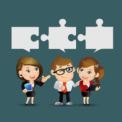 People Set - Business - Group of business people with jigsaw