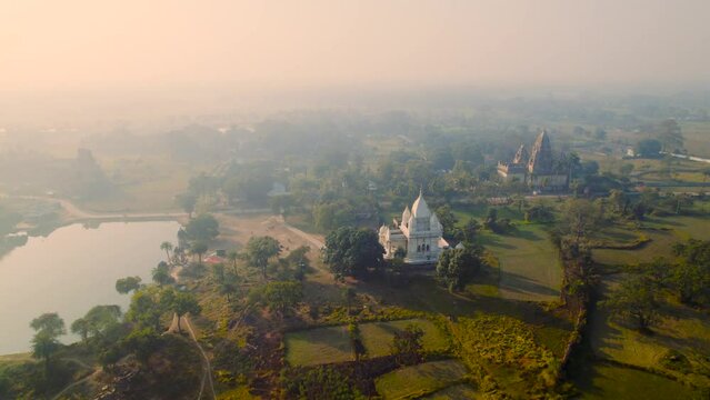 Aerial view of the old architecture of Raj Palace located at Rajnagar, Bihar, India