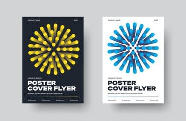 Plakat Vector poster template with yellow, blue gradient geometric element, EPS10, banner for business, promotion.