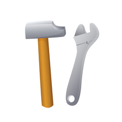 wrench and hammer isolated
