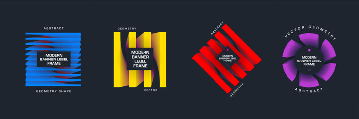 Vector banner with blue, yellow, red, purple elements, creative frame for business, company.