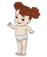 baby child with a bow Sticker t-shirt cloth mug design Baby illustration child with eyes character cute little kid in diaper happy childhood small little vector babies newborn