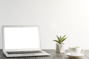 people sits on a work with a laptop computer for a wood table on the blackboard background