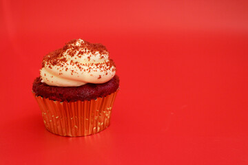 Red Velvet Cup Cake topped with Red Crumbled cake