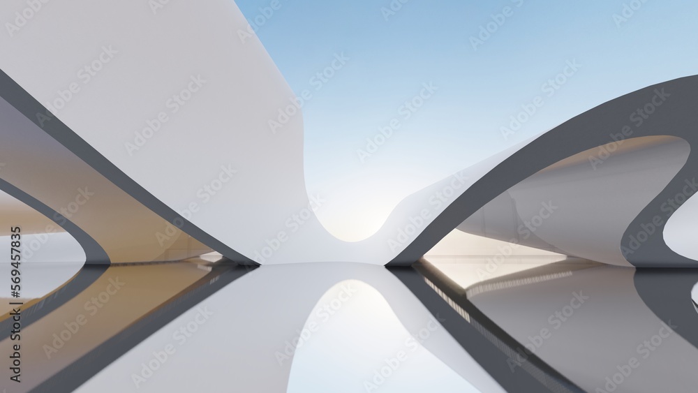 Aufkleber futuristic architecture background 3d render