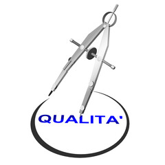 Qualità. Png. Trasparente. Compasso traccia un cerchio attorno a caratteristica dei servizi d'impresa, dell'azienda.