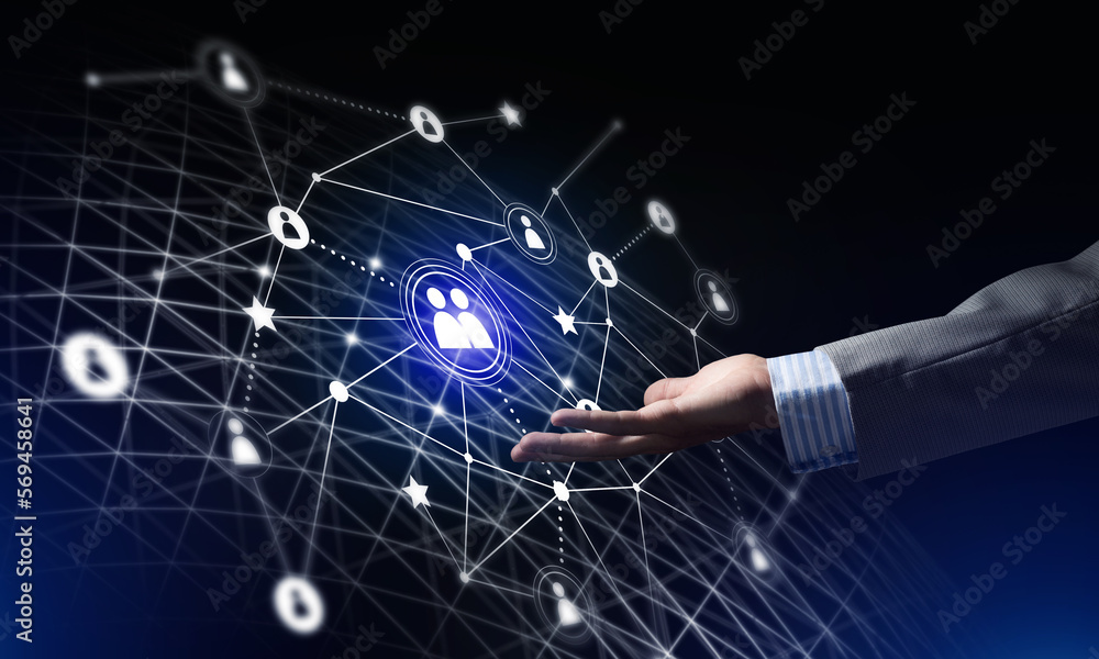 Poster presenting modern wireless technologies as means of communucation and networking on dark background