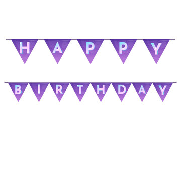 Happy Birthday cartoon party garland vector illustration. Paper party bunting, triangular flags.  Decorative colorful party pennants for birthday celebration, festival and fair decoration