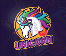 The rainbow unicorn mascot logo with text